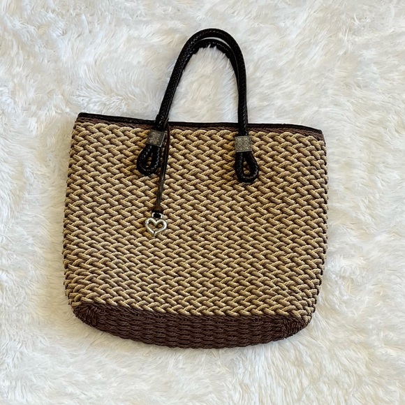Brighton Handbags - BRIGHTON Braided Straw Wicker Woven Brown Shopper Tote